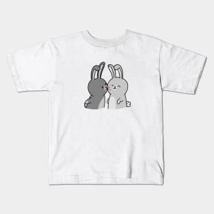Lovely bunnies(rabbits), a sudden kiss. Kids T-Shirt